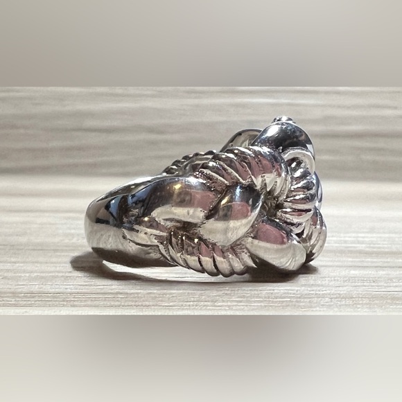 Vintage Italian Designer (2205AR) Sterling Silver Braided Rope Knot Ring, Size 9 - Picture 5 of 10